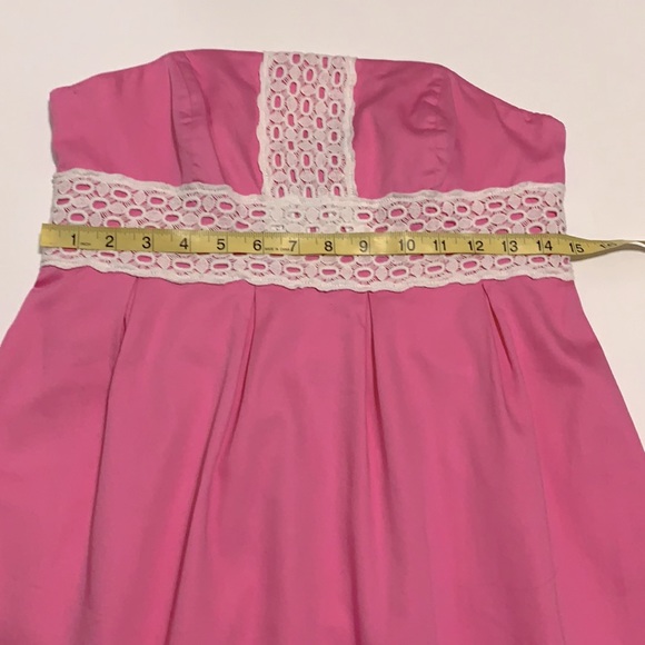 Lilly Pulitzer Dress Strapless Pink and White Appliqué Size 6 - Picture 7 of 12